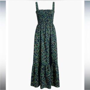 Hill House Navy Green Floral Maxi Dress